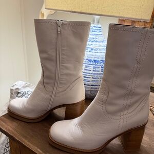 Cream all leather boots